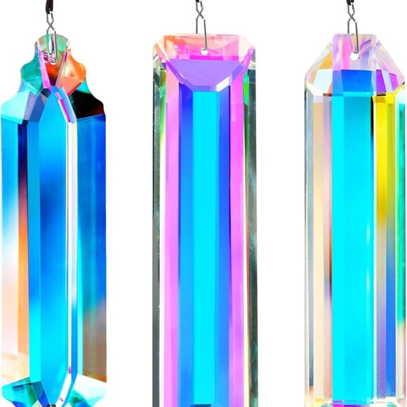 3 PCS 5" Large Crystal Suncatcher Prisms Window Light Reflecting Rainbow Makers - Picture 7 of 8